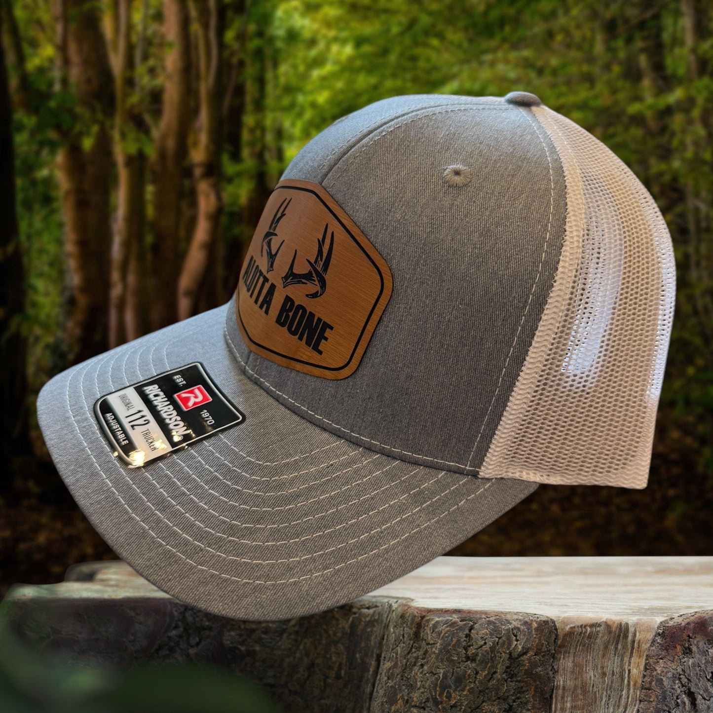 Alotta Bone Leather Patch Trucker Cap - Grey/ White