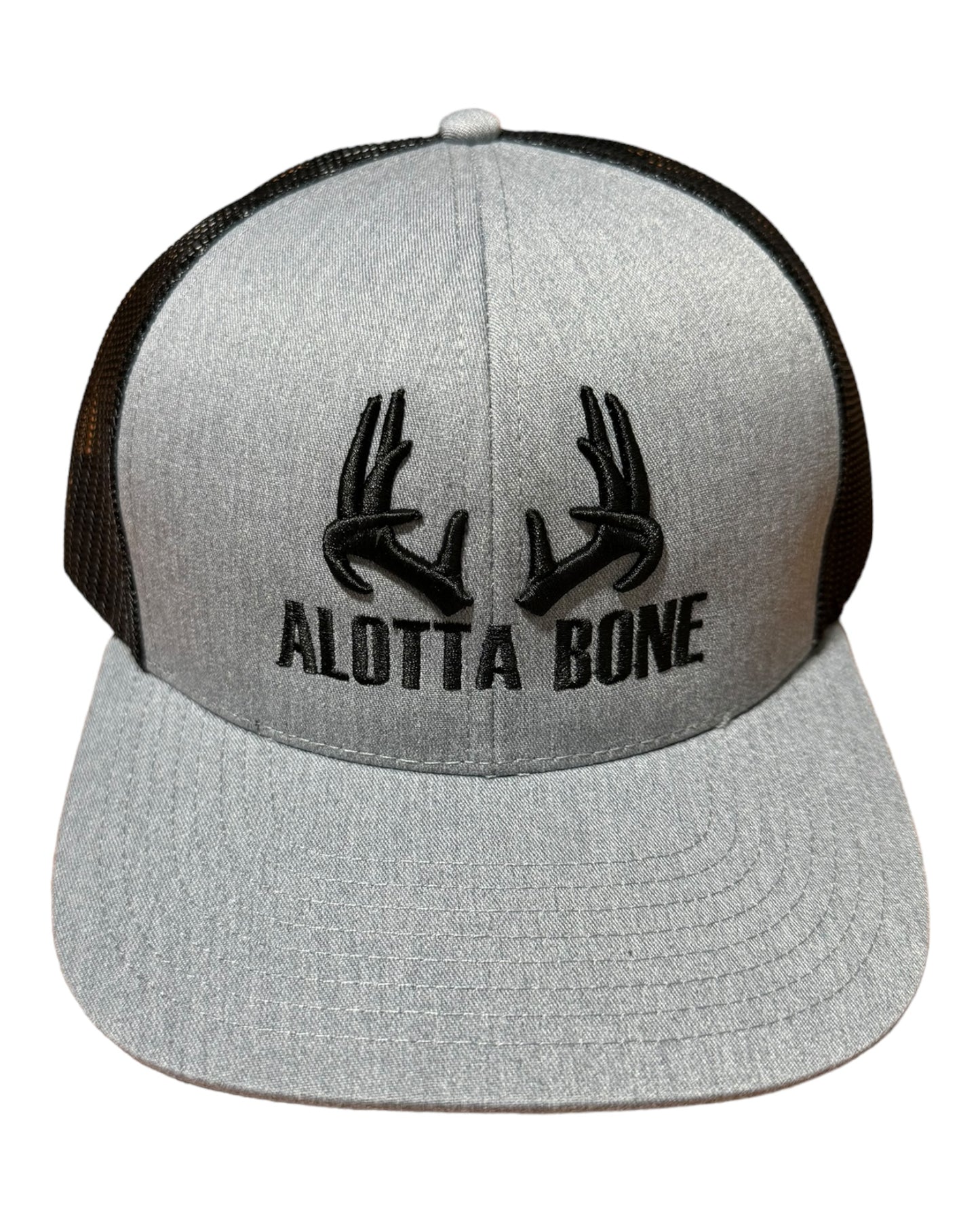 Alotta Bone Embroidered Trucker Hat- Grey/Black