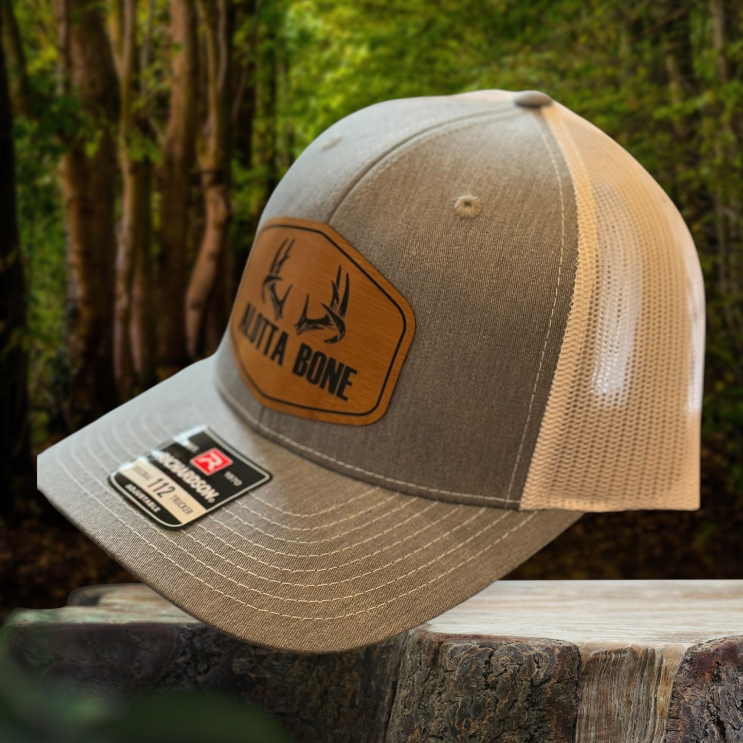 Alotta Bone Leather Patch Trucker Cap - Grey/ White
