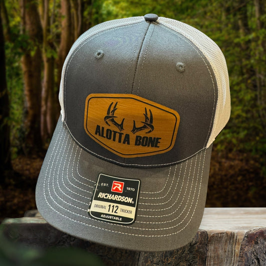 Alotta Bone Leather Patch Trucker Cap - Dark Grey/ White