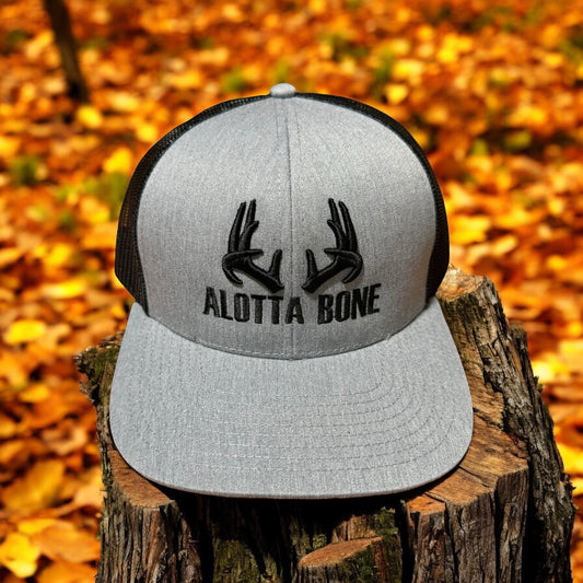 Alotta Bone Embroidered Trucker Hat- Grey/Black