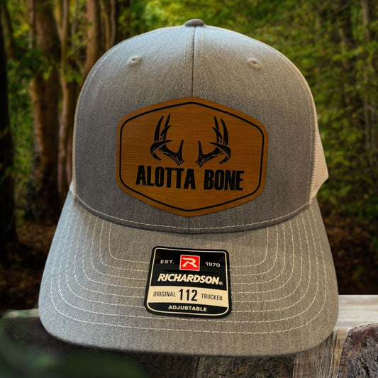 Alotta Bone Leather Patch Trucker Cap - Grey/ White